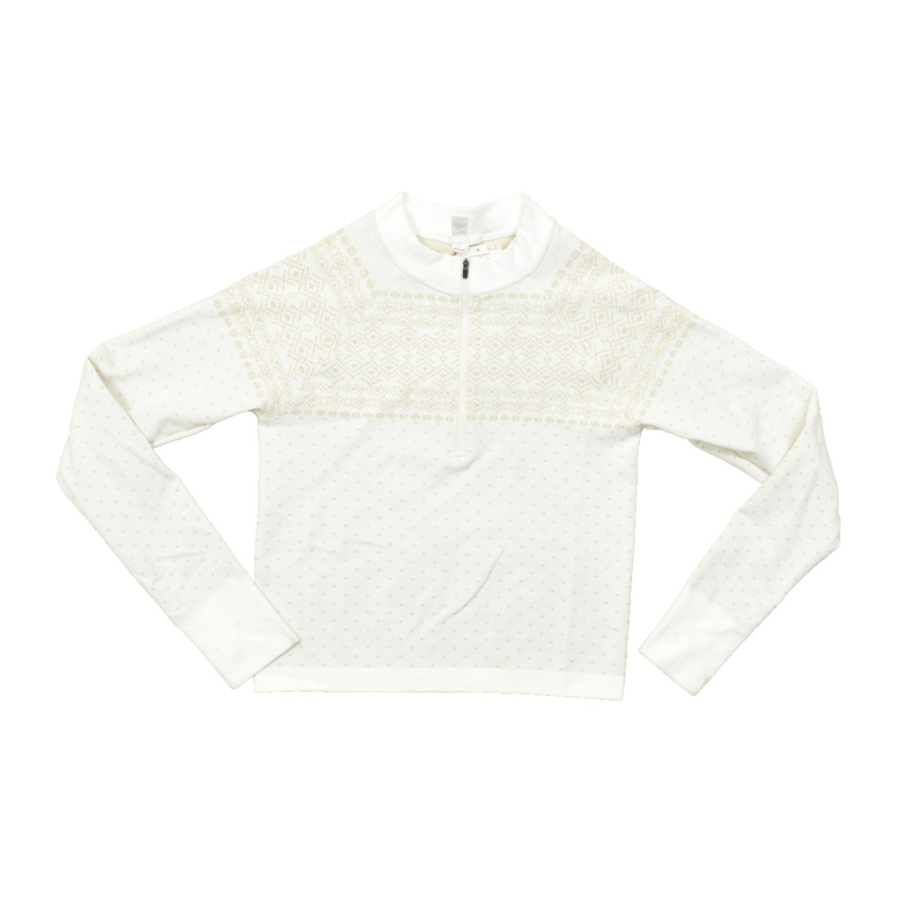DSG Momentum Seamless Women's XL Pure White Fair Isle 1/4 Zip Pullover Stained